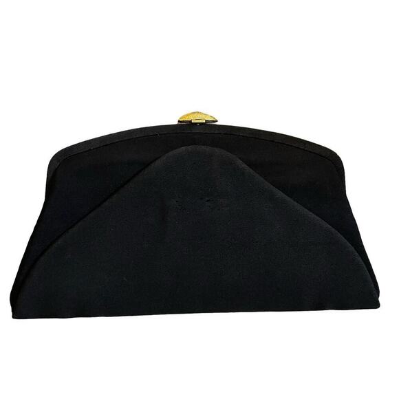 Vintage black clutch handbag gold clasp - Picture 1 of 6